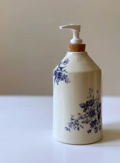 Floral tapestry porcelain soap pump