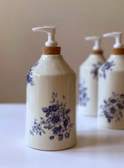 Floral tapestry porcelain soap pump