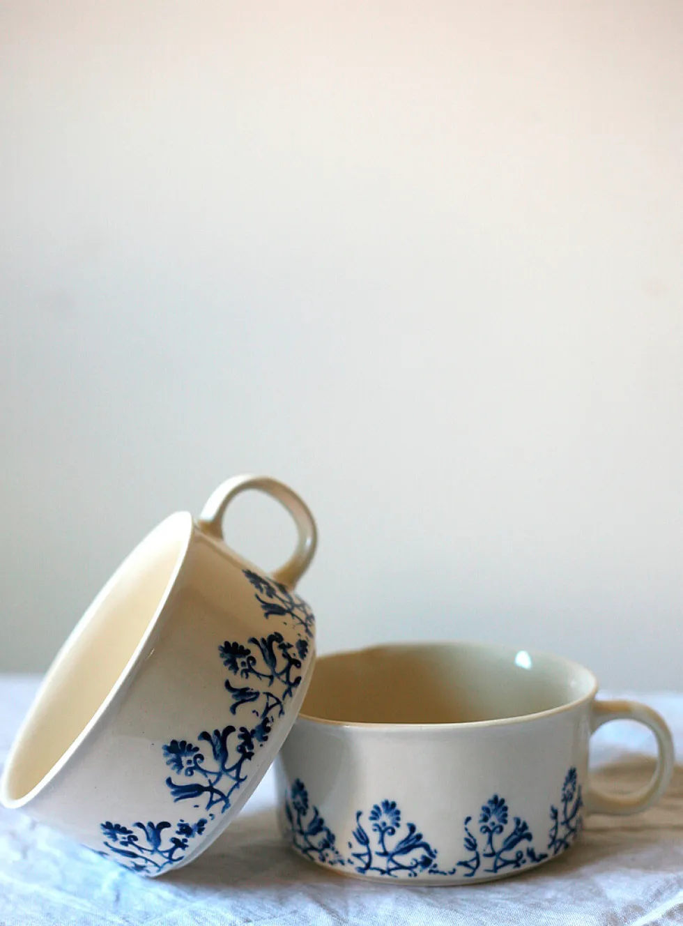 Floral tapestry soup mugs
