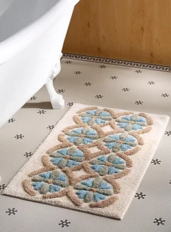 Floral tile effect bath mat