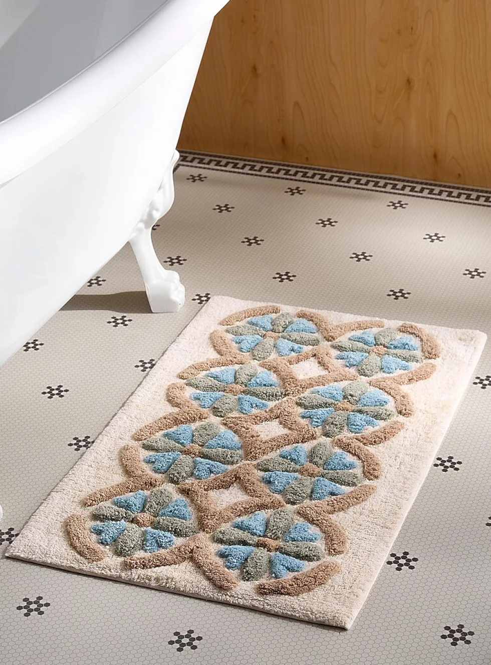 Floral tile effect bath mat