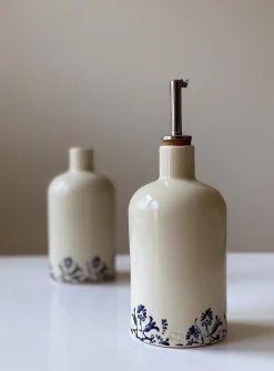 Floral trim small porcelain oil cruet