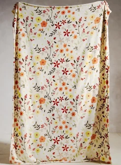 Flower garden soft plush throw