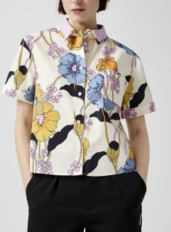 Flowered boxy-fit shirt