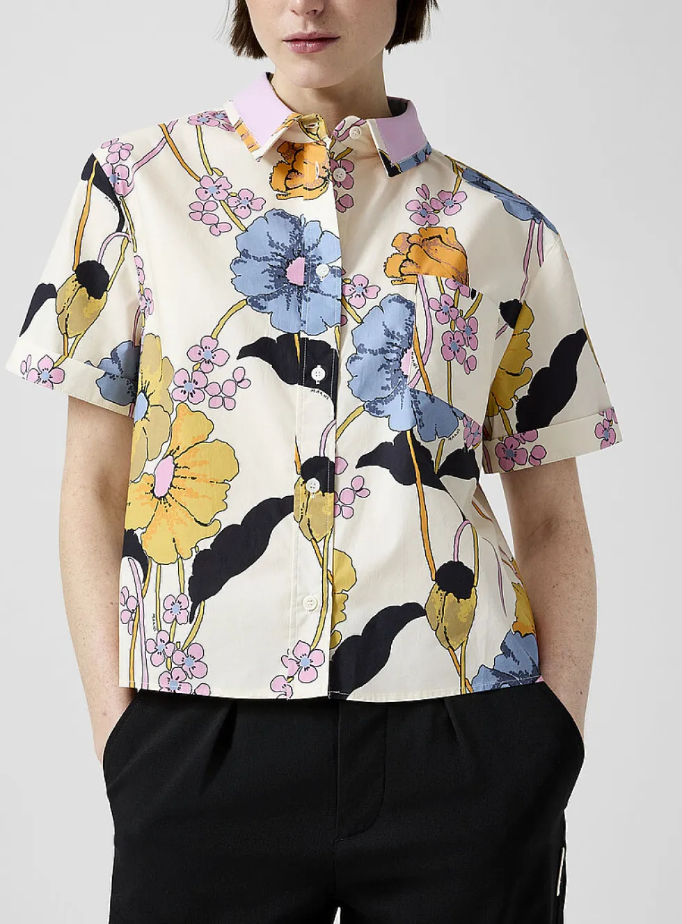 Flowered boxy-fit shirt