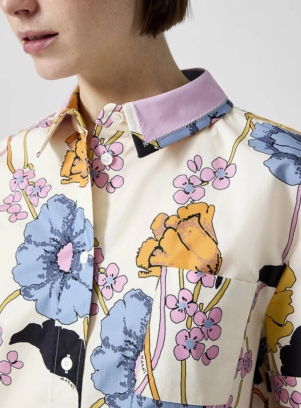 Flowered boxy-fit shirt