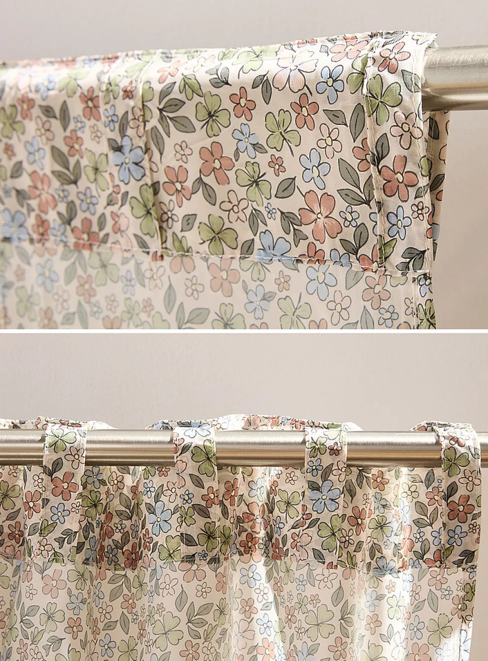Flowers and clovers sheer curtain