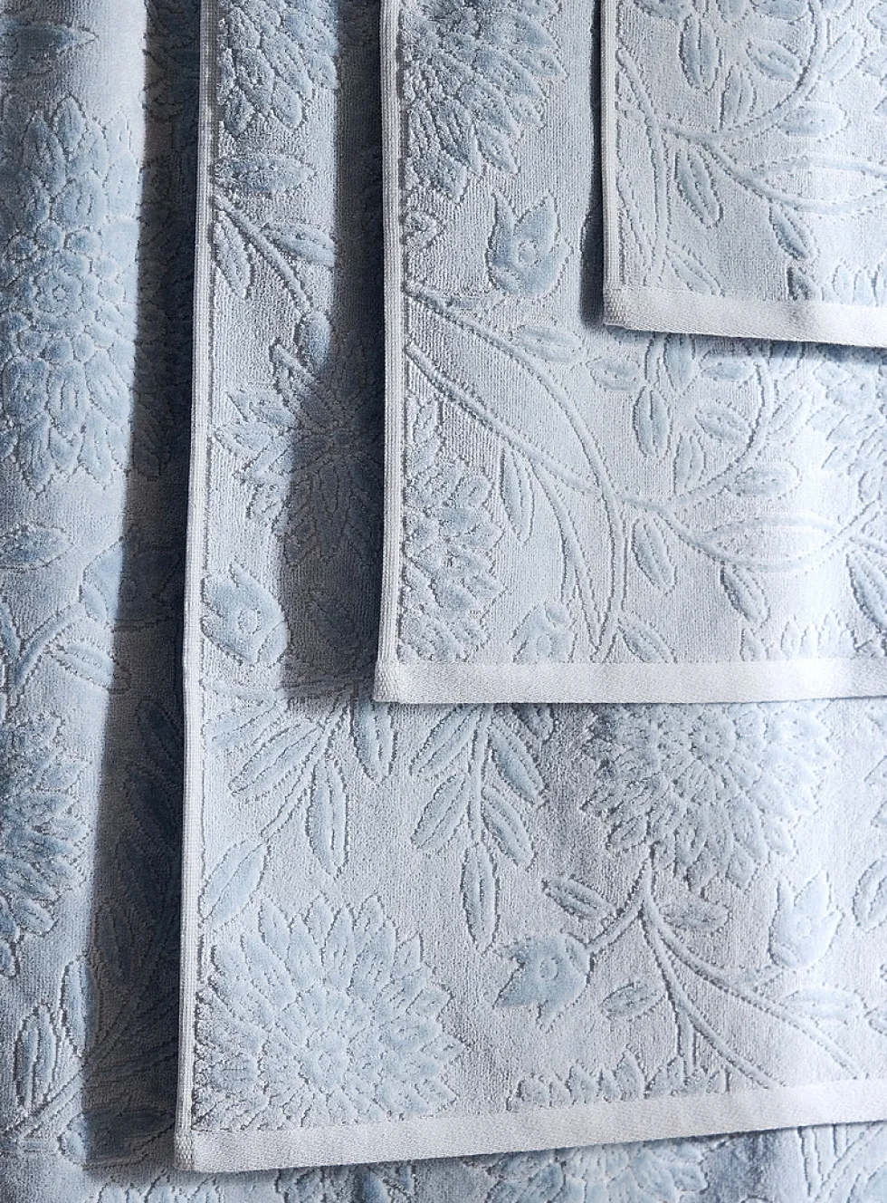 Flowers velvet organic cotton jacquard towels