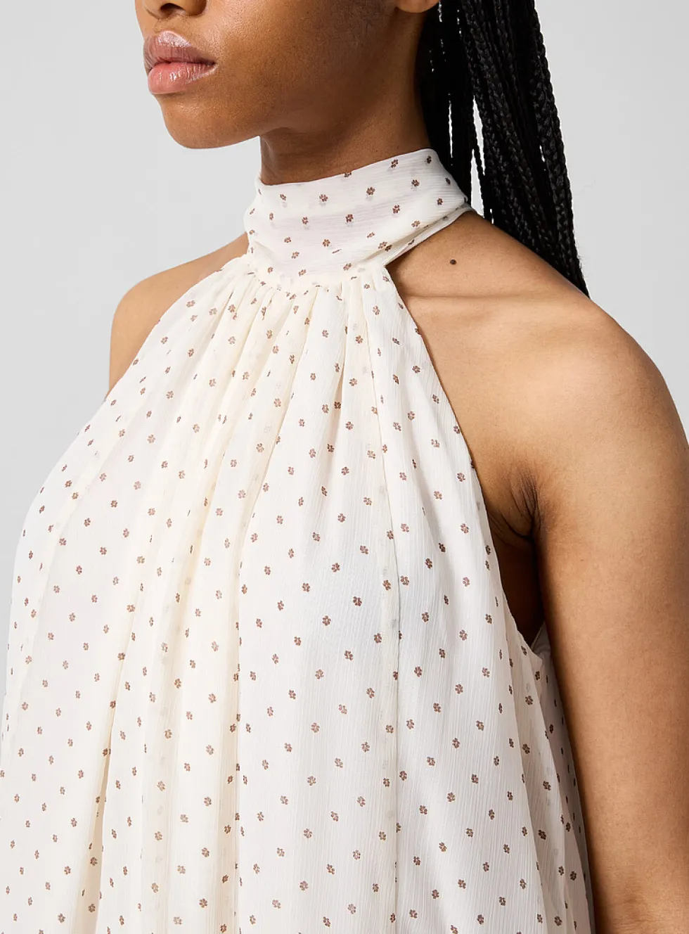 Flowery chiffon balloon hem jumpsuit