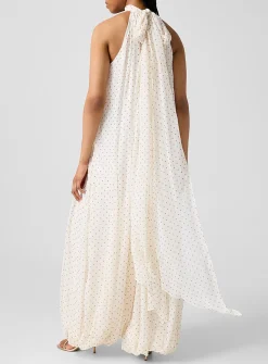 Flowery chiffon balloon hem jumpsuit