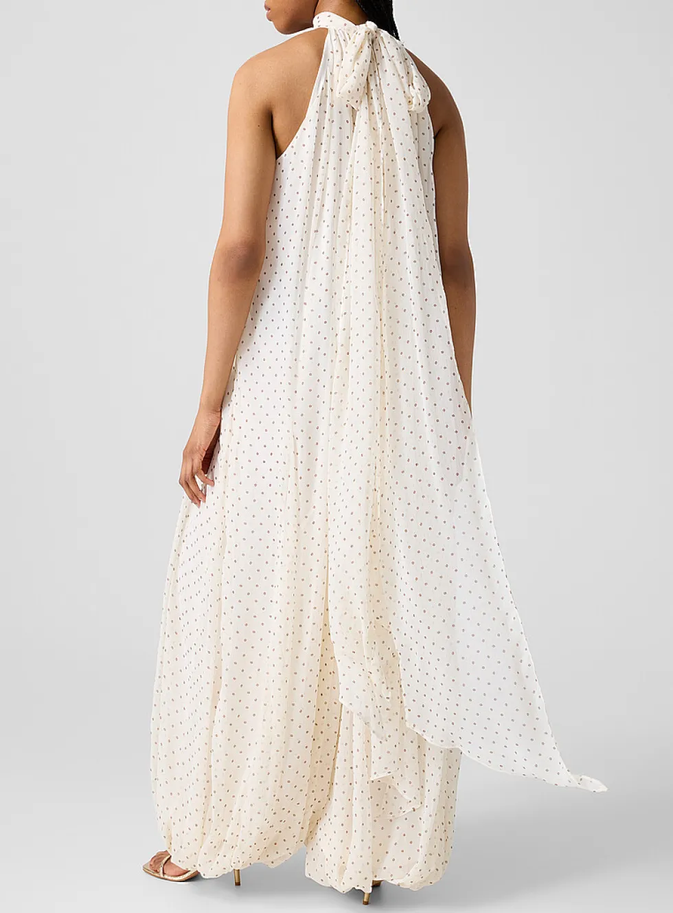 Flowery chiffon balloon hem jumpsuit