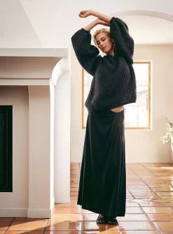 Flowing Draped Crepe Skirt