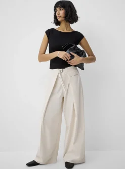 Flowing two-belt wraparound pant