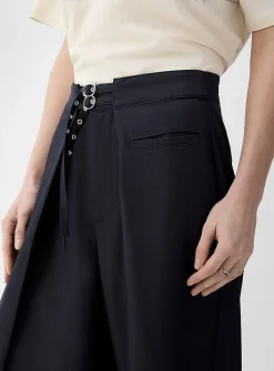 Flowing two-belt wraparound pant