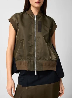 Flowy back sleeveless bomber jacket