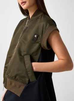 Flowy back sleeveless bomber jacket