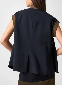 Flowy back sleeveless bomber jacket