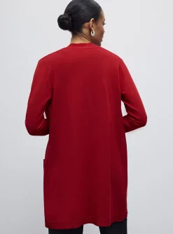 Flowy knit long open cardigan