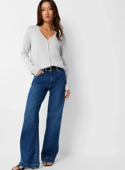 Flowy knit V-neck cardigan