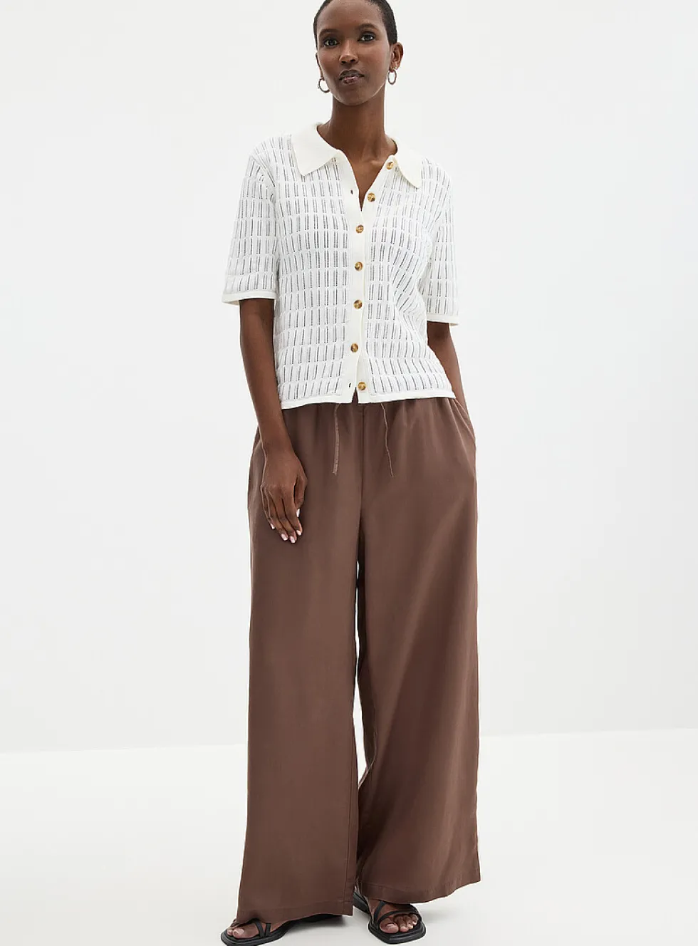 Flowy lyocell elastic-waistband pant