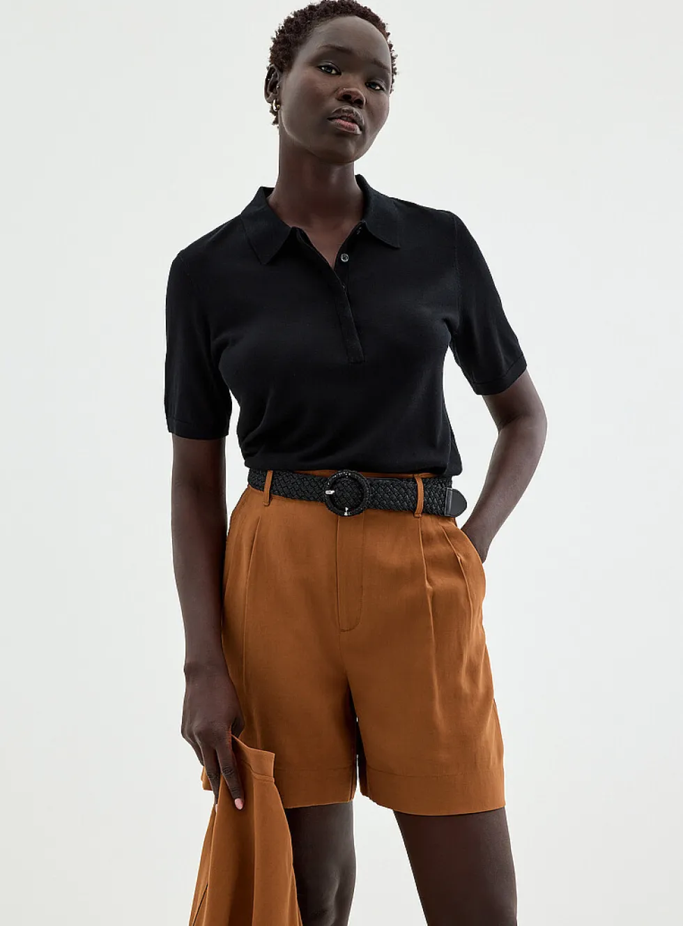 Flowy pleated belted short