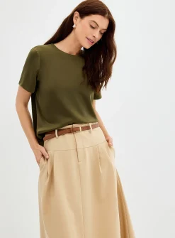 Flowy satin boxy-fit blouse