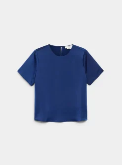 Flowy satin boxy-fit blouse