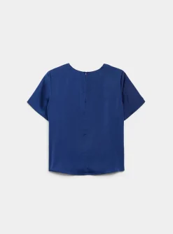 Flowy satin boxy-fit blouse