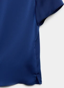 Flowy satin boxy-fit blouse