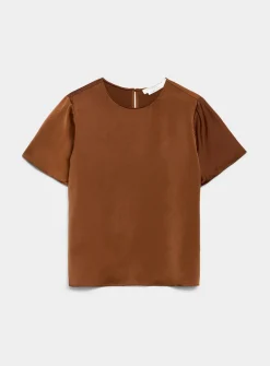 Flowy satin boxy-fit blouse