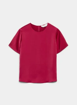 Flowy satin boxy-fit blouse