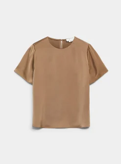 Flowy satin boxy-fit blouse