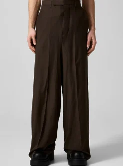 Fluid pure wool wide-leg pant