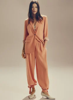 Fluid tie-ankle wide-leg pant