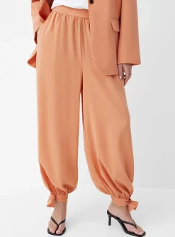 Fluid tie-ankle wide-leg pant
