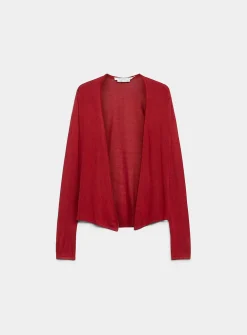 Fluid-knit open-front cardigan
