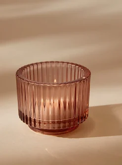 Fluted glass candle holder