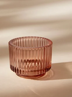 Fluted glass candle holder