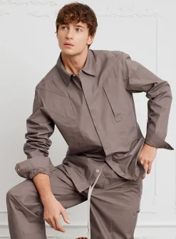 Fogpocket taupe poplin shirt