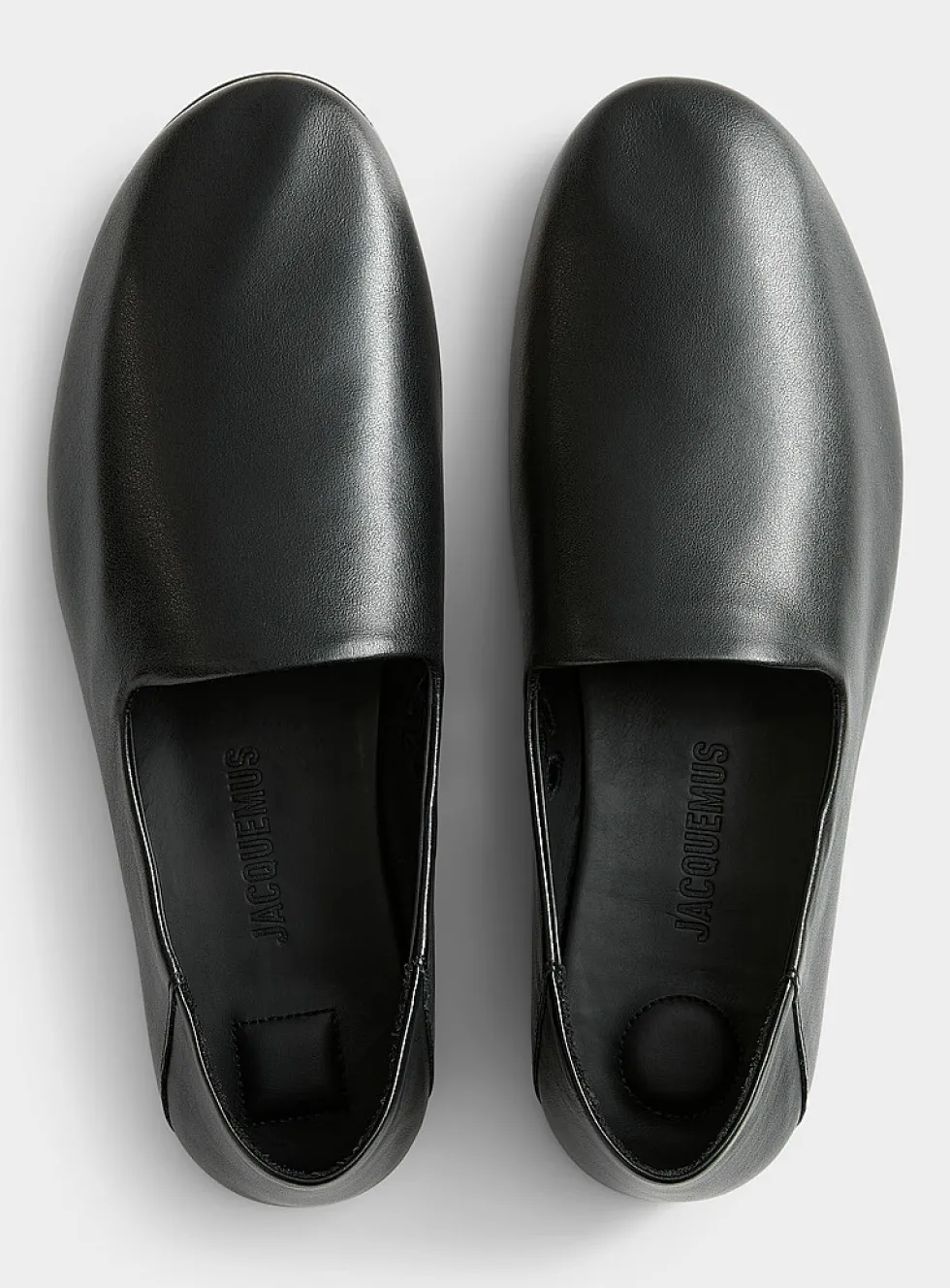 Foldable black leather flats