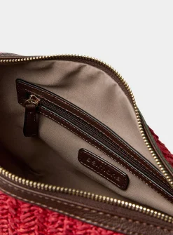 Folded corner braided straw hobo bag