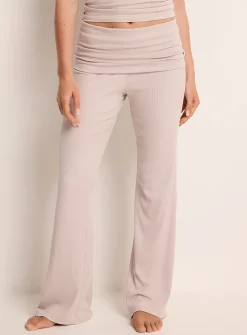 Folded waistband ribbed lounge pant