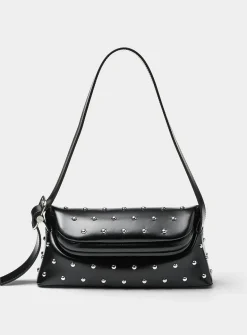 Folder Brot studded leather baguette bag
