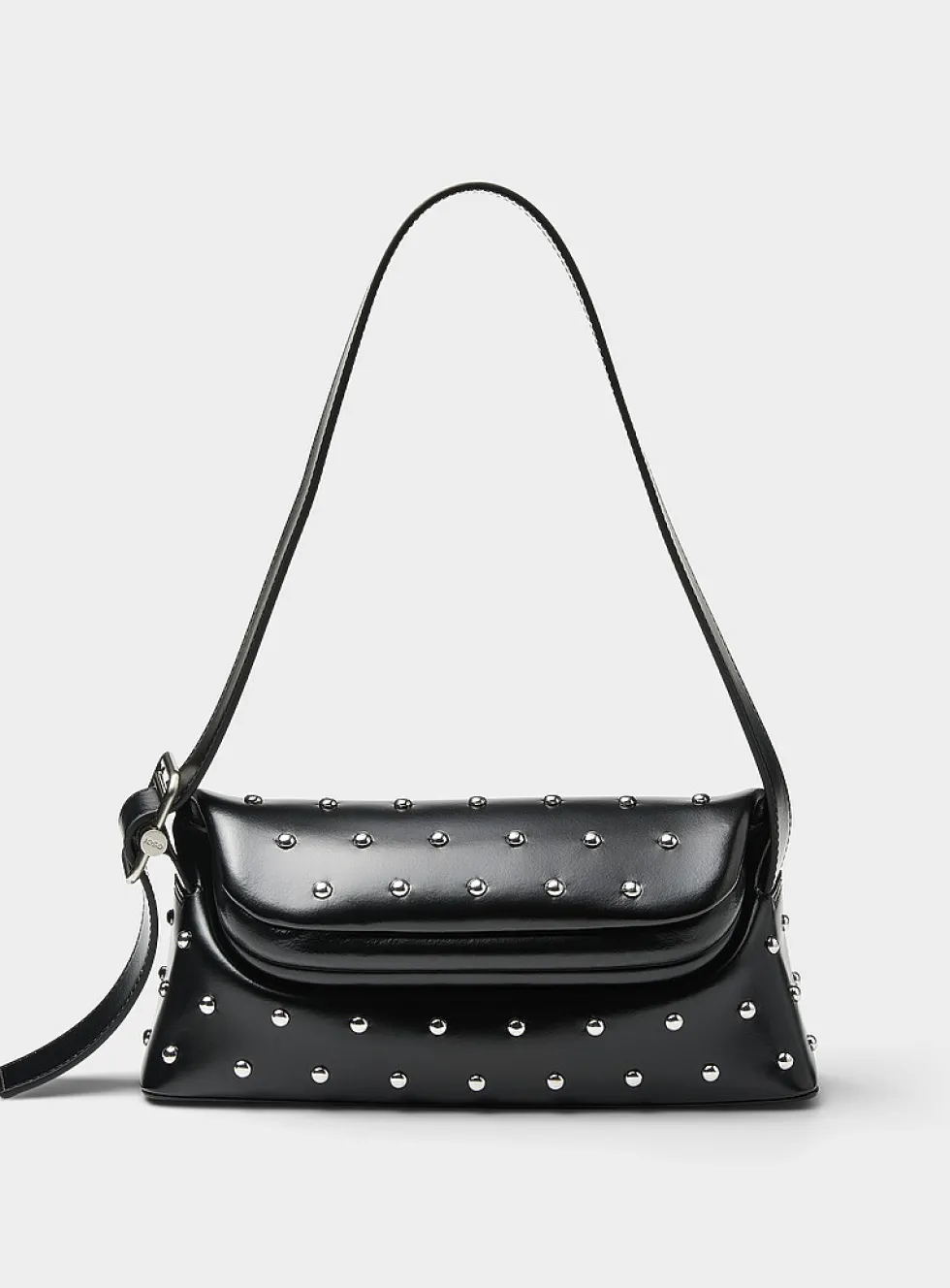 Folder Brot studded leather baguette bag