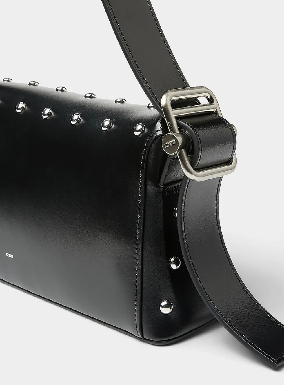Folder Brot studded leather baguette bag