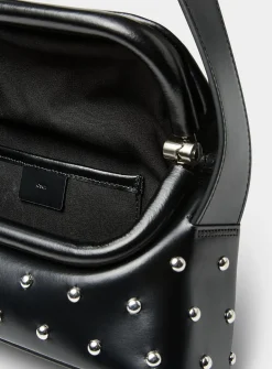 Folder Brot studded leather baguette bag