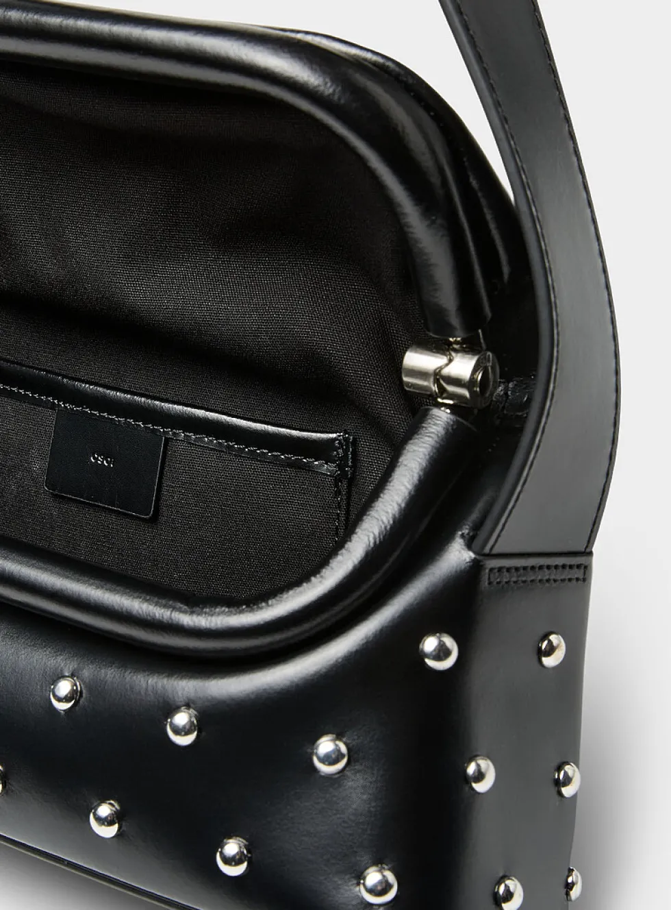 Folder Brot studded leather baguette bag