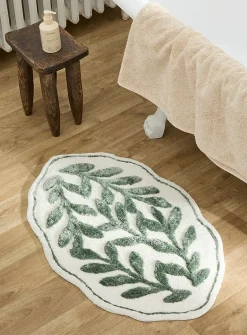 Foliage oval bath mat