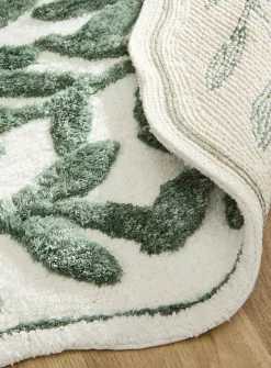 Foliage oval bath mat