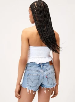 Frayed hem two-button short
